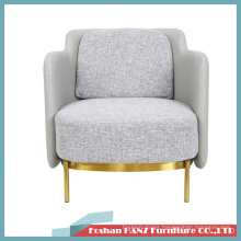 Modern Fashion Comfortable Single Arm Sofa Chair Stainless Steel Gold Plated Legs for Hotel